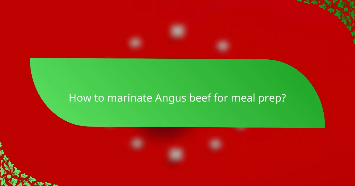How to marinate Angus beef for meal prep?