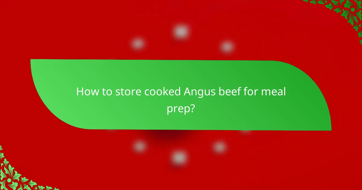How to store cooked Angus beef for meal prep?