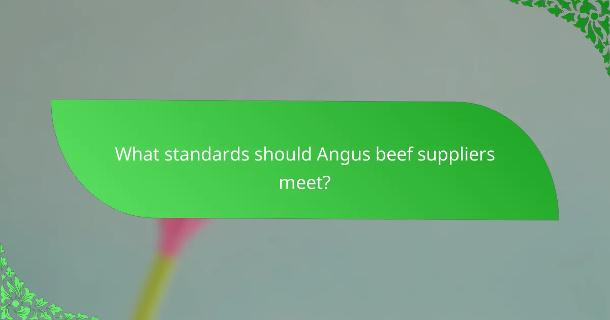 What standards should Angus beef suppliers meet?